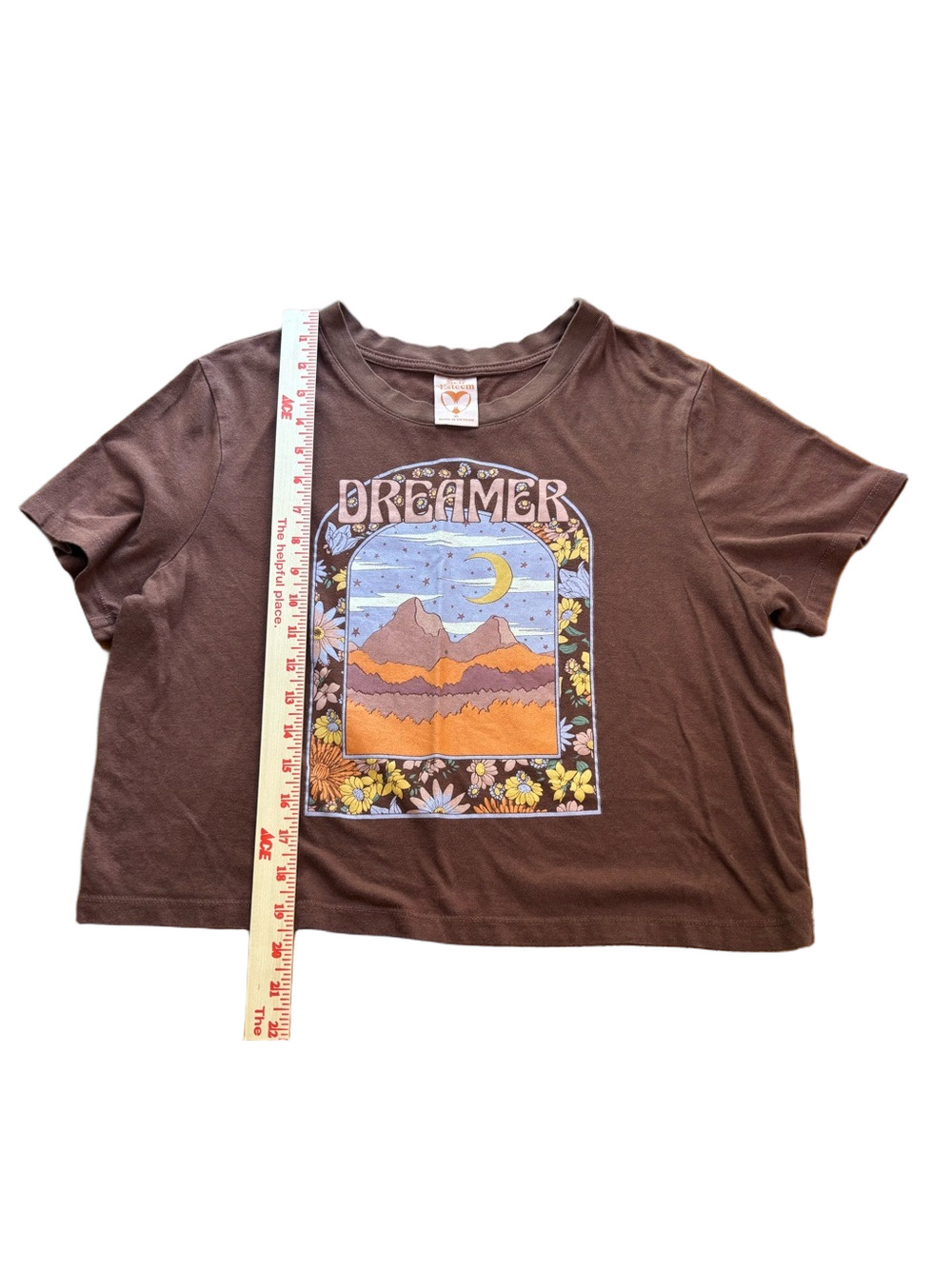 Self Esteem Brown Graphic Crop Tee XL